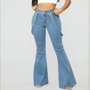 High waisted bell bottoms w/ detachable suspenders
